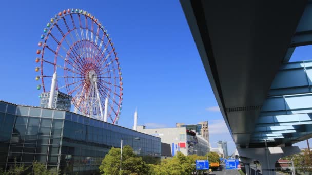Une roue de ferris au parc d'attractions d'Odaiba Tokyo plan d'ensemble diurne — Video