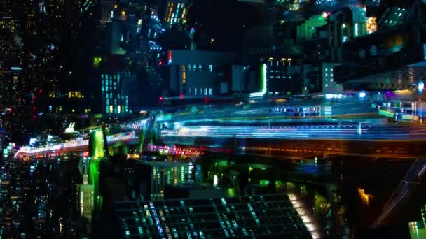 渋谷の高速道路の夜のタイムラプス東京高角度垂直ショット傾き — ストック動画