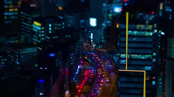 Ein nächtlicher Zeitraffer der Miniatur-Autobahn in der Großstadt Tokio — Stockvideo