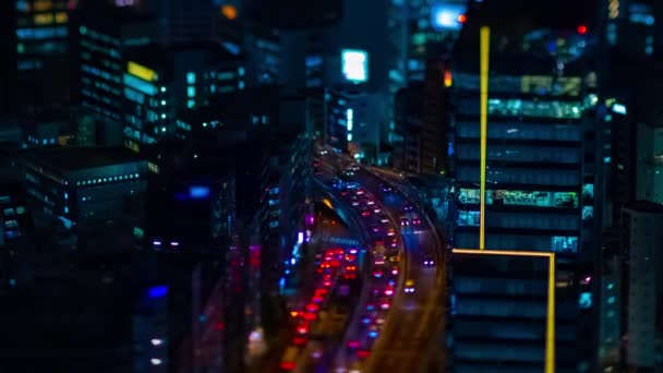 Ein nächtlicher Zeitraffer der Miniatur-Autobahn in der Großstadt Tokio — Stockvideo