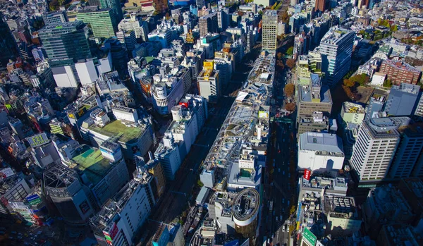 Een stad landschap op de stedelijke stad in Tokio hoge hoek brede schot — Stockfoto