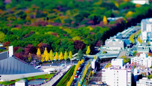 Een tijdspanne van miniature stad landschap op de stedelijke stad in Tokio hoge hoek tiltshift panning — Stockvideo