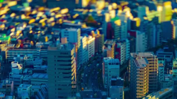Včas miniaturní městská krajina v městském městě v Tokiu s vysokým úhlem naklápění — Stock video