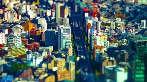 Uma cronologia da paisagem urbana em miniatura na cidade urbana de Tóquio inclinação de tiltshift de alto ângulo — Vídeo de Stock