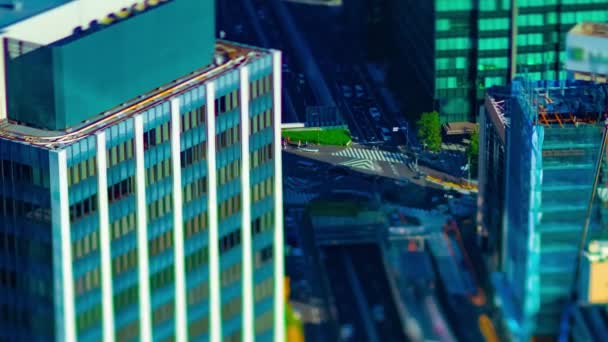 Uma cronologia da paisagem urbana em miniatura na cidade urbana de Tóquio zoom tiltshift de alto ângulo — Vídeo de Stock