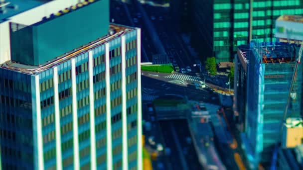 Timelapse miniaturowy miejski krajobraz w miejskim mieście w Tokio wysokim kątem tiltshift — Wideo stockowe