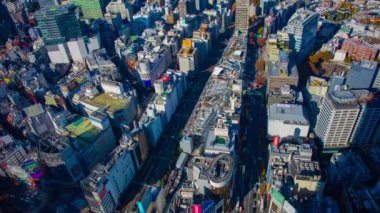 Tokyo kentindeki şehir manzarasının zaman çizelgesi. Yüksek açı geniş açı.