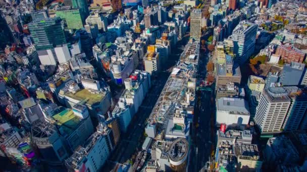 Včasný průběh městského kraje v městském městě v Tokiu s vysokým úhlem širokého záběru — Stock video