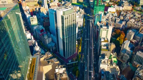 Ein Zeitraffer des Stadtbildes in der urbanen Stadt in Tokio Weitwinkelneigung — Stockvideo