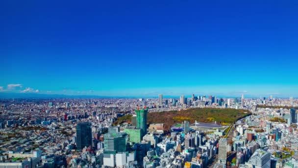 Timelapse panoramicznego miejskiego krajobrazu na miejskim mieście w Tokio wysoki kąt panning — Wideo stockowe