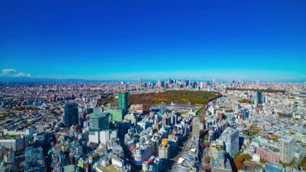 A timelapse of panoramic cityscape at the urban city in Tokyo high angle tilt — Stock Video