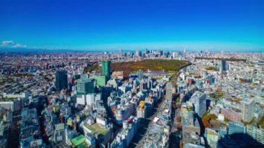 Tokyo kentindeki panoramik şehir manzarasının Tokyo yüksek açılı eğimi