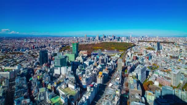 A timelapse of panoramic cityscape at the urban city in Tokyo high angle tilt — Stock Video