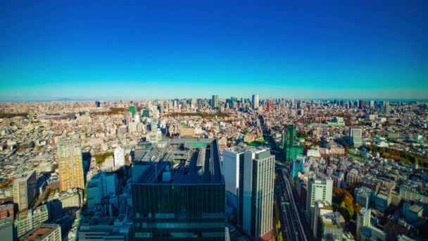 En timelapse av panoramautsikt stadsbilden i staden Tokyo hög vinkel lutning — Stockvideo