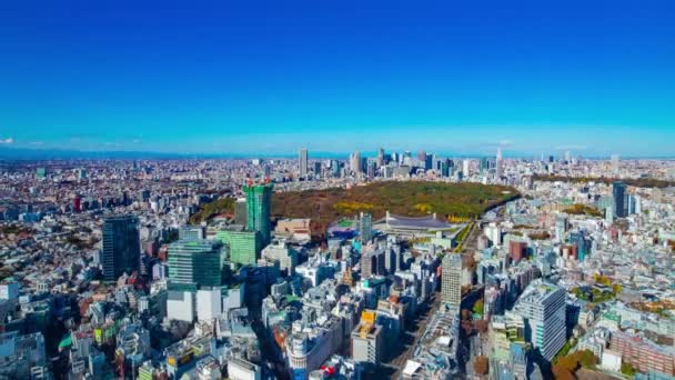 Un timelapse de paisaje urbano panorámico en la ciudad urbana de Tokio zoom de ángulo alto — Vídeo de stock