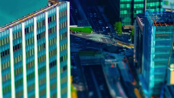 Timelapse miniaturowy miejski krajobraz w miejskim mieście w Tokio wysoki kąt tiltshift panning — Wideo stockowe