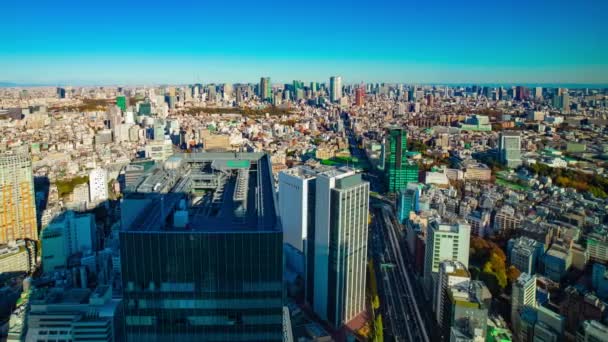 A timelapse of panoramic cityscape at the urban city in Tokyo high angle panning — Stock Video