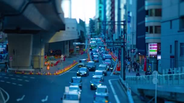 A timelapse of the miniature urban city street in Shibuya Tokyo daytime tiltshift tilting — ストック動画