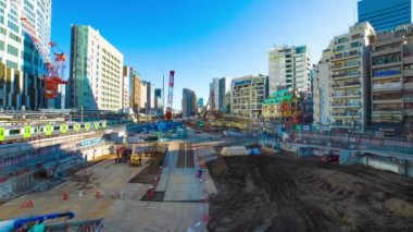 Shibuya Tokyo 'daki hareket halindeki vinçlerin zaman çizelgesi.