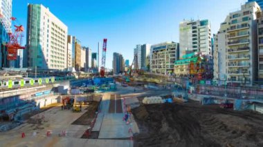 Shibuya Tokyo 'daki hareket halindeki vinçlerin zaman çizelgesi.