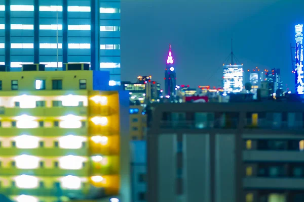 A dusk miniature urban city in Tokyo high angle tiltshift — Stock Photo, Image