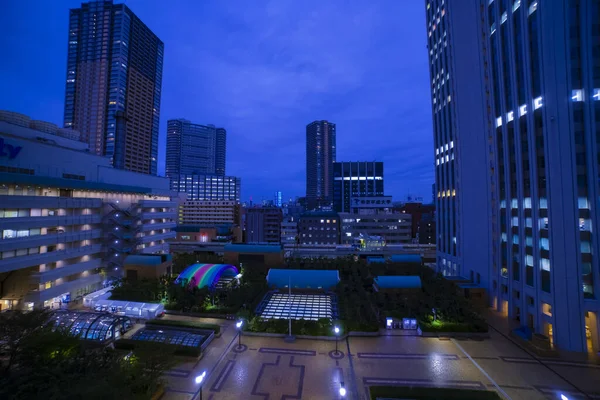 En skymning urban stad i Tokyo hög vinkel vid skott — Stockfoto