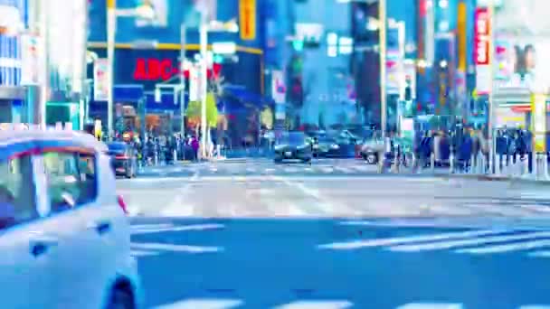 Uma cronologia do cruzamento na cidade urbana em Shinjuku Tokyo tiltshift inclinação — Vídeo de Stock