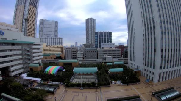 A timelapse da paisagem urbana na cidade urbana de Tóquio tiro de grande ângulo — Vídeo de Stock