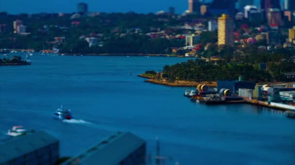 Временной график миниатюрного залива в гавани Дарлинг в Сиднее с высоким углом наклона — стоковое видео