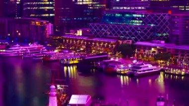 Sydney yüksek açılı Darling Limanı 'ndaki körfez bölgesinin gündoğumu zamanı.