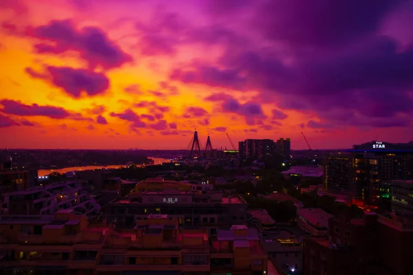 A sunset panoramic bayarea near the riverside in Sydney high angle — Stock Photo, Image