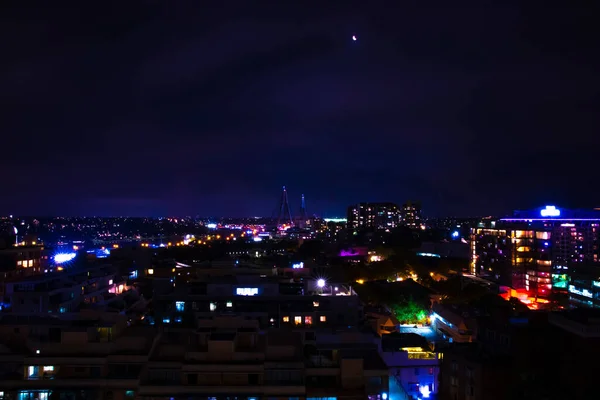 A night panoramic bayarea near the riverside in Sydney high angle — Stock Photo, Image