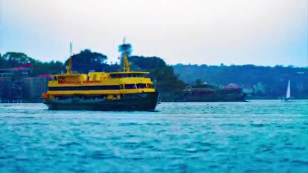 Une tmélapse de navires miniatures dans la baie de Sydney inclinaison inclinaison — Video