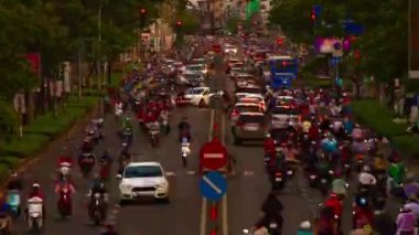 Ho Chi Minh Vietnam 'daki trafik sıkışıklığının zamanlaması.