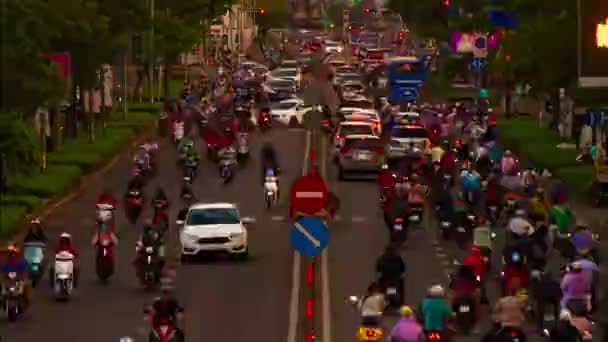 Et time-lapse af trafikken marmelade på downtown i Ho Chi Minh Vietnam langt skud – Stock-video