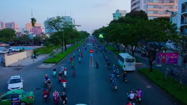 Ho Chi Minh Vietnam 'daki trafik sıkışıklığının zamanlaması. — Stok video