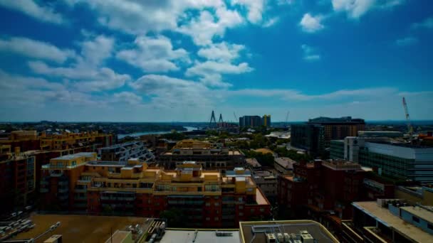 悉尼市中心的全景全景一幕幕高角宽镜头 — 图库视频影像
