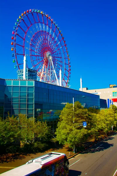 Ett pariserhjul vid nöjesparken i Odaiba Tokyo dagtid — Stockfoto