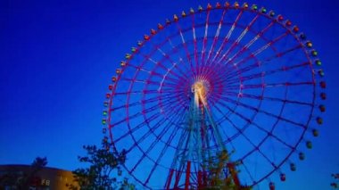 Odaiba Tokyo 'daki lunaparkta alacakaranlık bir dönme dolap.