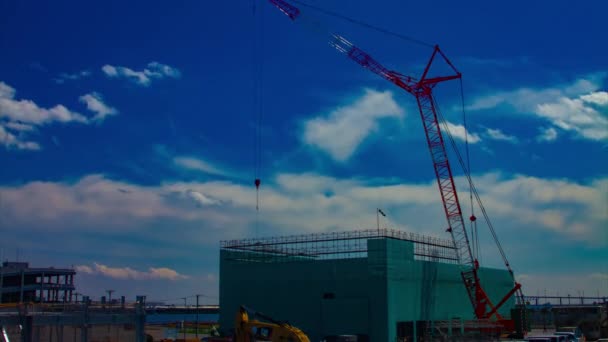 Ein Zeitraffer bewegter Kräne auf der im Bau befindlichen in Tokio Weitwinkel — Stockvideo