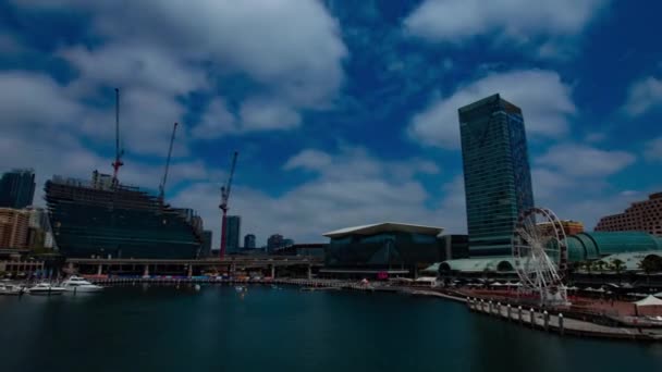 Un timelapse dell'area della baia di Cockle Bay a Sydney grandangolo zoom — Video Stock