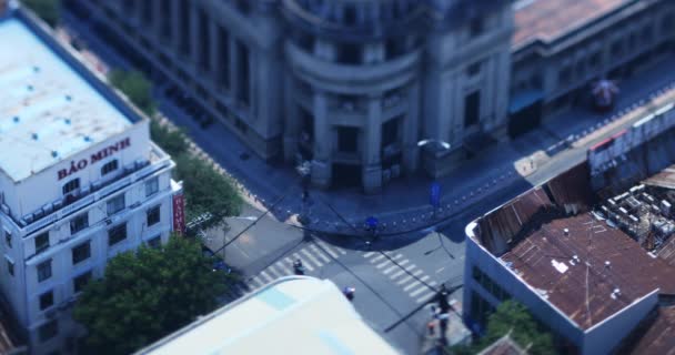 Высокоугольный вид на миниатюрный город в центре Хошимина — стоковое видео
