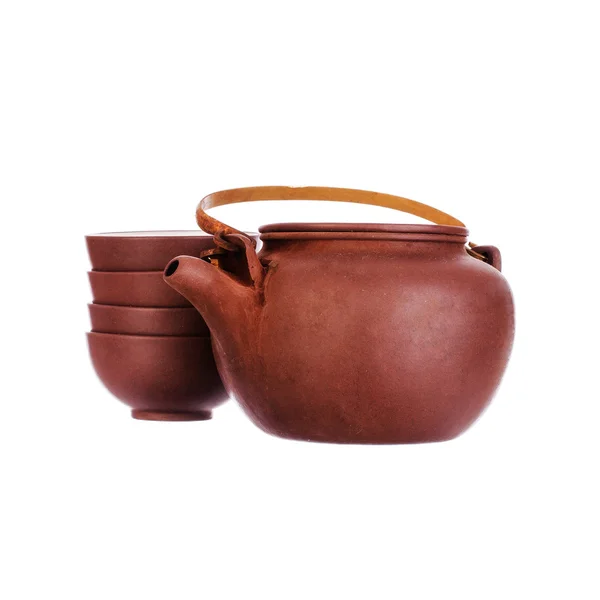 Brown clay kettle — Stock Photo, Image