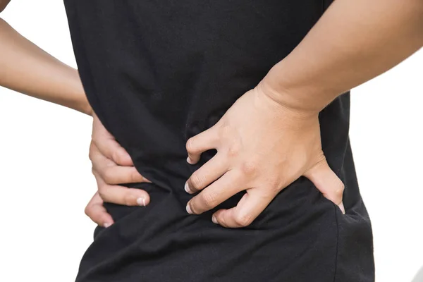 As mulheres têm dores nas costas e sofrem de dores em todo o lado — Fotografia de Stock