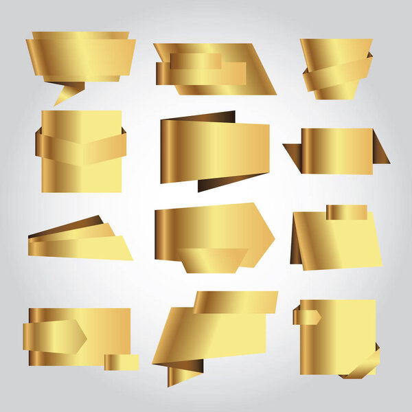 Set of golden vector banner