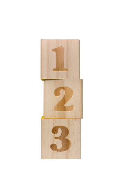 1, 2, 3 bloques de madera numerados — Foto de Stock