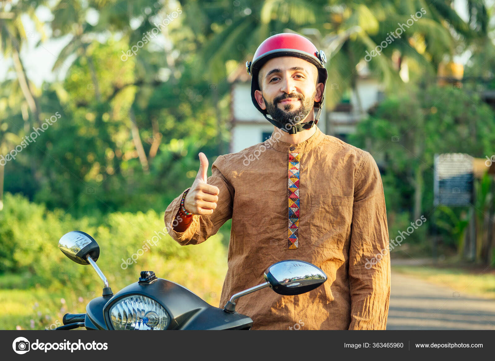 Indian man wear helmet and ready to driving explore india attractions
