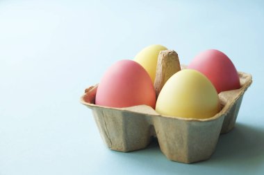 Farklı pastel renk Paskalya yumurta koydu ve beyaz kır çiçekleri ile güzel bileşiminde düzenlenmiştir. Kopya metin alanı ile tebrik kartı.