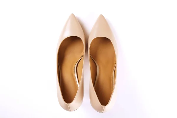 Κάτοψη της μόδας θηλυκό μεσαίου ψηλοτάκουνα δερμάτινα παπούτσια των γυναικών των παστέλ χρώματα στα τακούνια / σφήνα για τη σεζόν άνοιξη-καλοκαίρι. — Φωτογραφία Αρχείου