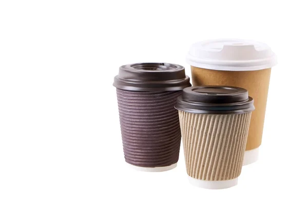 Färgglada förenklade minimal sammansättning med värme bevis papper kaffe kopp. Ta ut te mugg med plastlock. Coffee shop koncept. — Stockfoto